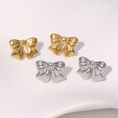 Stainless Steel Stud Earrings 304 Stainless Steel Bowknot fashion jewelry & for woman Sold By Pair