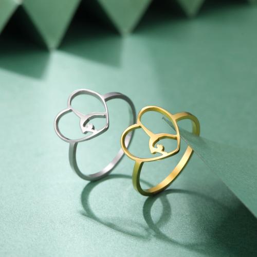 Stainless Steel Finger Ring 304 Stainless Steel Heart fashion jewelry & for woman Sold By PC