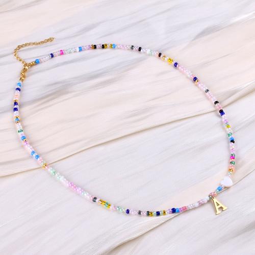 Stainless Steel Jewelry Necklace 304 Stainless Steel with Seedbead with 5cm extender chain handmade fashion jewelry & for woman Length Approx 45 cm Sold By PC