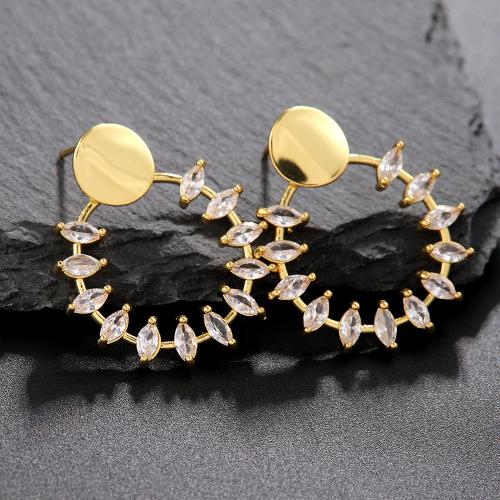 Cubic Zirconia Micro Pave Brass Earring fashion jewelry & micro pave cubic zirconia & for woman Sold By Pair