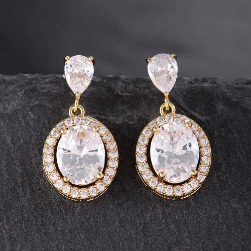 Cubic Zirconia Micro Pave Brass Earring fashion jewelry & micro pave cubic zirconia & for woman Sold By Pair