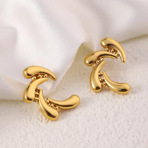 Stainless Steel Stud Earrings 304 Stainless Steel 18K gold plated fashion jewelry & for woman golden Sold By Pair