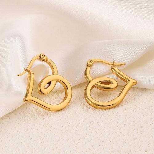 Stainless Steel Lever Back Earring 304 Stainless Steel Heart 18K gold plated fashion jewelry & for woman golden Sold By Pair