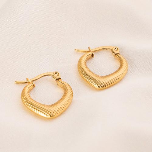 Rustfrit stål Lever Tilbage Earring, 304 rustfrit stål, 18K forgyldt, mode smykker & for kvinde, gylden, 20x20mm, Solgt af par