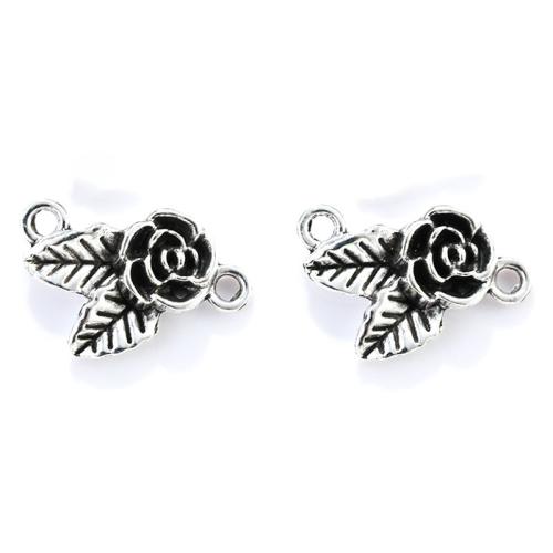 Zinklegierung Blume Anhänger, Rose, antik silberfarben plattiert, DIY, frei von Nickel, Blei & Kadmium, 19x14mm, ca. 100PCs/Tasche, verkauft von Tasche