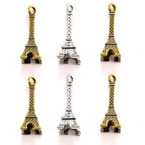 Ciondoli in lega di zinco, lega in zinco, Torre Eiffel, placcato, DIY, nessuno, assenza di nichel,piombo&cadmio, 28x11mm, Appross. 100PC/borsa, Venduto da borsa