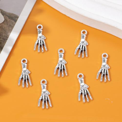 Zinklegering Skull Hangers, Zinc Alloy, Klauw, antiek zilver plated, DIY, nikkel, lood en cadmium vrij, 20x10mm, Ca 100pC's/Bag, Verkocht door Bag