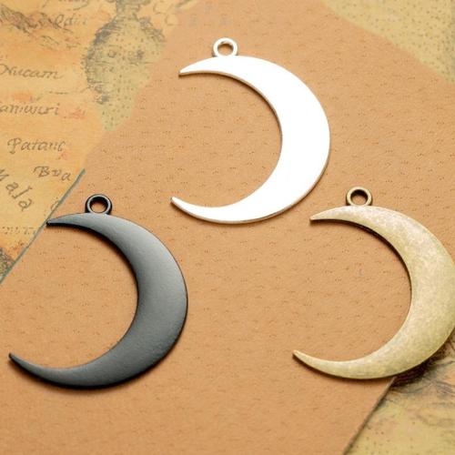 Zinc Alloy Moon Pendler, forgyldt, du kan DIY, flere farver til valg, nikkel, bly & cadmium fri, 43x32mm, 100pc'er/Bag, Solgt af Bag