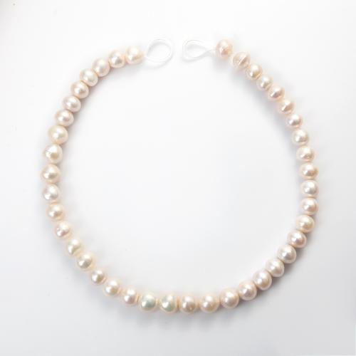 Přírodní sladkovodní perly perlí, Sladkovodní Pearl, Mírně kulaté, DIY, bílý, about:9-10mm, Otvor:Cca 1mm, Prodáno za Cca 38 cm Strand