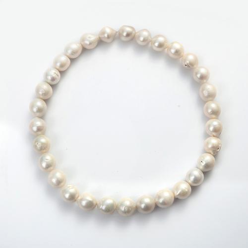 Naturel d'eau douce perles, perle d'eau douce cultivée, Légèrement rond, DIY, blanc, about:11-13mm, Trou:Environ 1mm, Vendu par Environ 38 cm brin