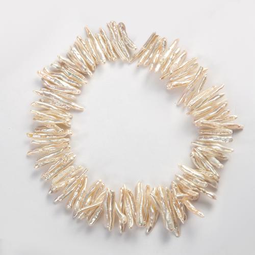 Hodowlane perły słodkowodne, Perła naturalna słodkowodna, Biwa, DIY, biały, 4.50x30mm, otwór:około 1mm, sprzedawane na około 38 cm Strand