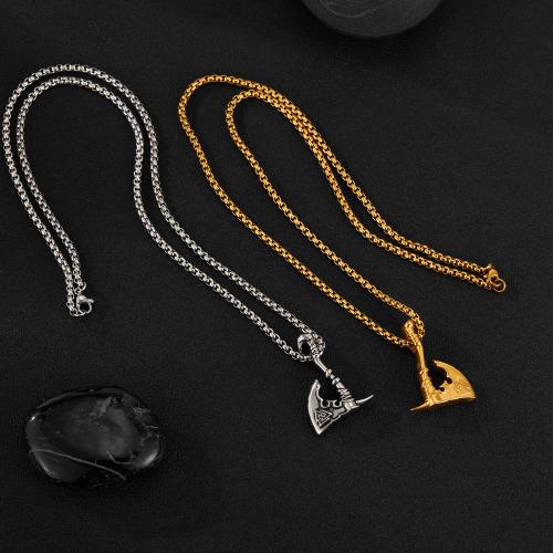 Stainless Steel Jewelry Necklace 304 Stainless Steel Axe plated fashion jewelry & for man Length 550 mm Sold By PC