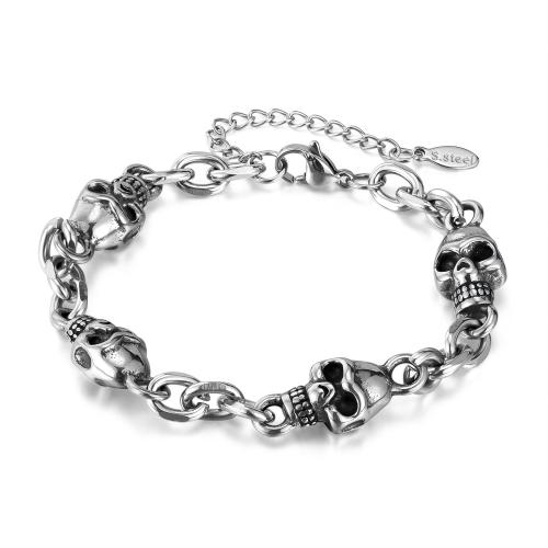 Pulseira  de jóias de aço inox, Aço inoxidável 304, with 45mm extender chain, polido, joias de moda & para o homem, cor original, comprimento 190 mm, vendido por PC