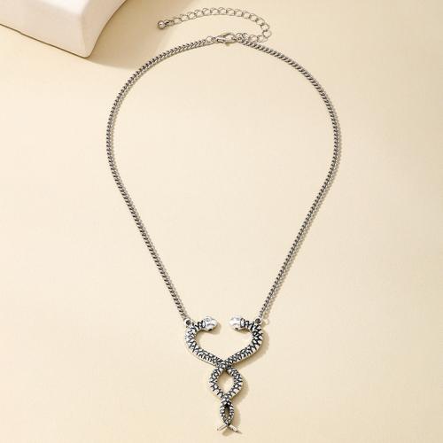 Zinc Alloy Jewelry Necklace Snake plated for woman silver color Sold By PC