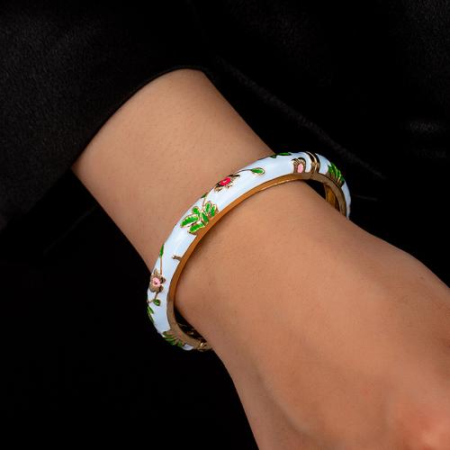 Zinklegering bangles, Zinc Alloy, plated, voor vrouw & glazuur, goud, Verkocht door PC