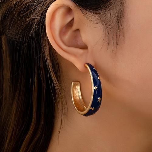 Zinc Alloy Stud Earring plated for woman & enamel golden Sold By Pair