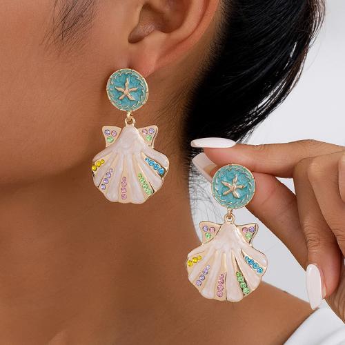 Zinc Alloy Stud Earring plated micro pave cubic zirconia & for woman & enamel multi-colored Sold By PC