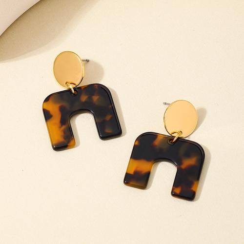 Zinc Alloy Stud Earring with Acrylic plated for woman golden Sold By Pair