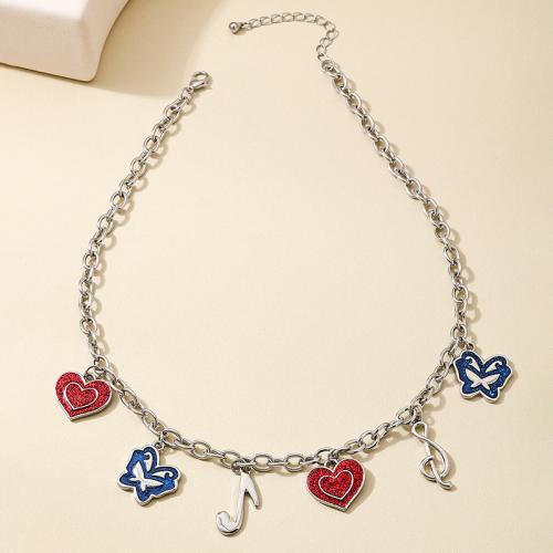 Zinc Alloy Jewelry Necklace plated for woman & enamel silver color Sold By PC