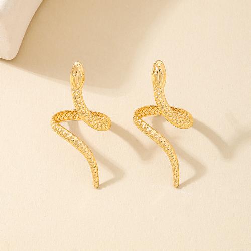 Lo zinco in lega Stud Earring, lega in zinco, Serpente, placcato, per la donna, oro, Venduto da coppia