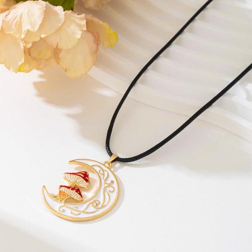 Zinc Alloy Jewelry Necklace with Wax Cord plated for woman & enamel white Sold By PC