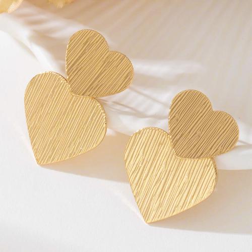 Øremærkning af zinklegeret stud, Zinc Alloy, Heart, forgyldt, for kvinde, guld, Solgt af par