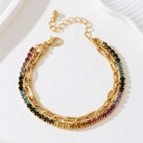 Zinc Alloy Bracelet plated micro pave cubic zirconia & for woman gold Sold By PC