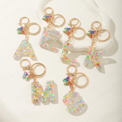 Zinc Alloy Key Clasp with Sequins & Resin epoxy gel portable & multifunctional multi-colored Sold By PC