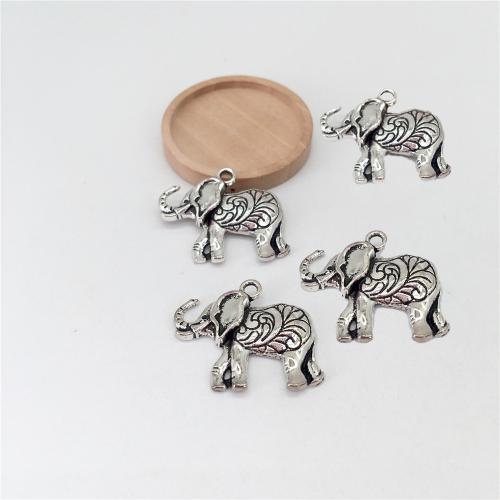 Zinc Alloy Animal Pendler, Elephant, antik sølv farve forgyldt, du kan DIY, 22x26x4mm, 100pc'er/Bag, Solgt af Bag