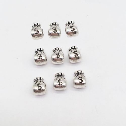 Zinc Alloy Jewelry Beads Money Bag antique silver color plated DIY Sold By Bag