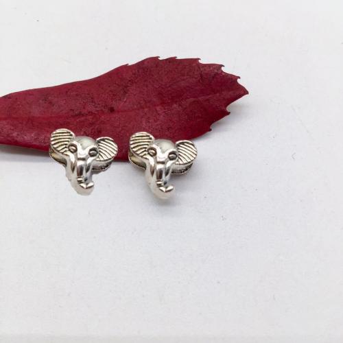 Zinc Alloy Animal Beads Elephant antique silver color plated DIY Sold By Bag