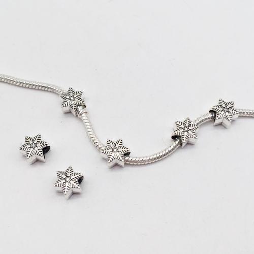 Zinc Alloy Jewelry Beads Snowflake antique silver color plated DIY Sold By Bag