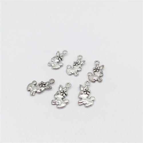 Zinc Alloy Animal Pendants Rabbit antique silver color plated DIY Sold By Bag