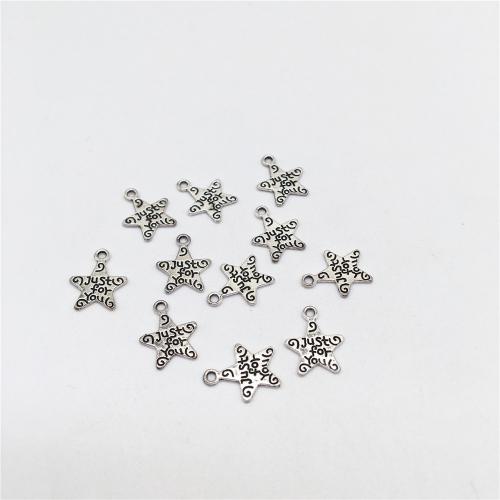 Sinkkiseos Star riipus, Tähti, antiikki hopea päällystetty, tee-se-itse, 14x12mm, 100PC/laukku, Myymät laukku