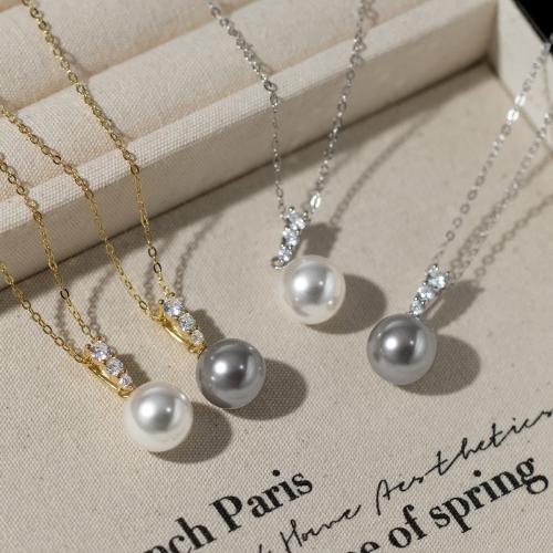 925 Sterling Silver Necklace with Glass Pearl with 2inch extender chain cross chain & for woman & with rhinestone Length Approx 15.7 Inch Sold By PC