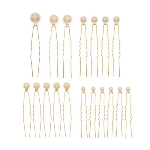 Hair Stick Iron with Plastic Pearl 18 pieces & for bridal Sold By Set