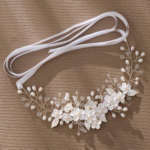 Headband Plastic Pearl with brass wire & Polymer Clay & Acrylic for bridal silver color Sold By PC