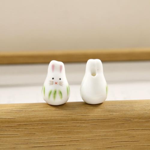 Porcelain Jewelry Beads Rabbit hand drawing & DIY Sold By PC