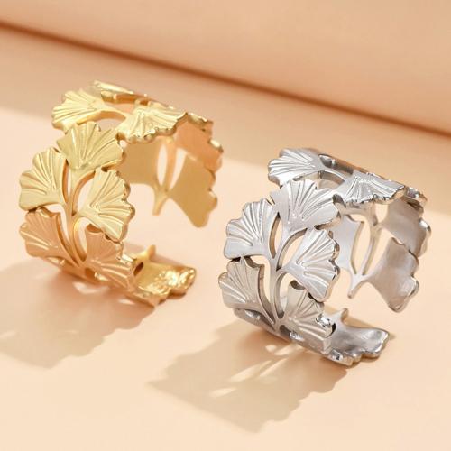 Stainless Steel Finger Ring 304 Stainless Steel Ginkgo Leaf fashion jewelry & for woman US Ring Sold By PC