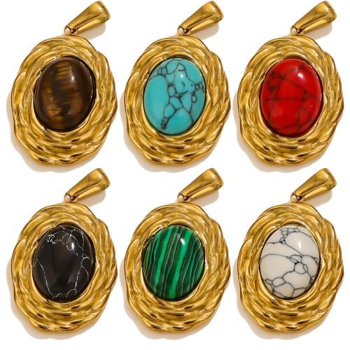 Stainless Steel Pendants 304 Stainless Steel with Natural Stone DIY golden Sold By Bag