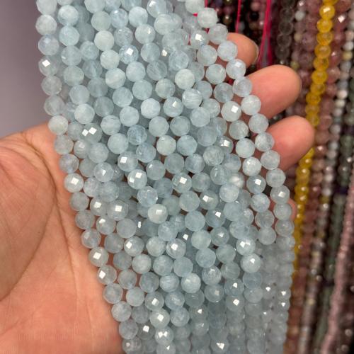 Grânulos de gemstone jóias, Aquamarine, DIY & facetada, azul, 6mm, Aprox 60PCs/Strand, vendido por Strand