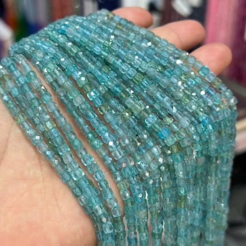 Gemstone Jewelry Beads Apatites Cube DIY blue Approx Sold By Strand