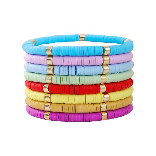 Bijoux bracelets de mode, argile de polymère, avec fil élastique, fait à la main, 8 pièces & bijoux de mode & pour femme, couleurs mélangées, Longueur 6.27 pouce, Vendu par fixé