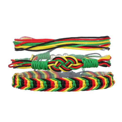 Fashion Bracelet & Bangle Jewelry Knot Cord handmade three pieces & fashion jewelry & Unisex mixed colors Length 6.69-11.41 Inch Sold By Set