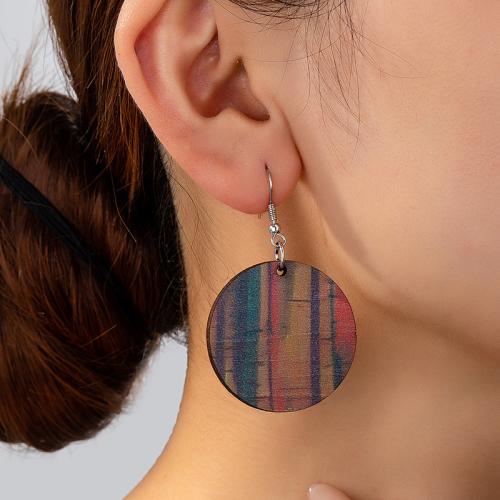 Pendientes de Aleación de Zinc, con madera, chapado, para mujer, multicolor, Vendido por Par