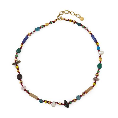 Collar de acero inoxidable de la joyería, acero inoxidable 304, con Seedbead & Apatites & Shoushan Stone & Perlas cultivadas de agua dulce, con 5CM extender cadena, hecho a mano, para mujer, multicolor, longitud aproximado 41 cm, Vendido por UD