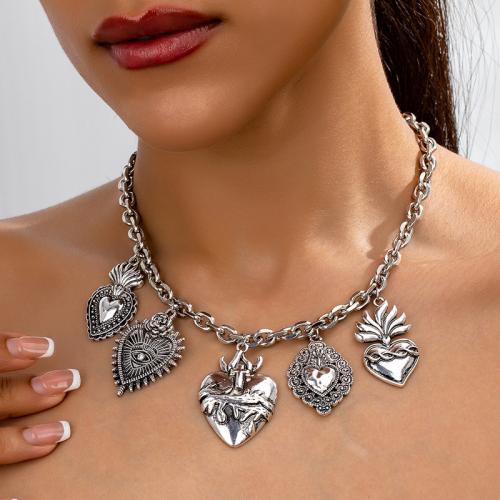 Zink Alloy Smycken Collier, plated, micro bana cubic zirconia & för kvinna, silver, Säljs av PC