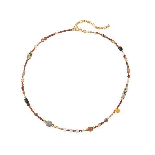 Collana in acciaio inossidabile, 304 acciaio inox, with Crytal ceco & Pietra naturale & dalmata & agata nero & perla d'acquadolce coltivata naturalmente & ottone, fatto a mano, stili diversi per la scelta & per la donna, oro, Venduto da PC