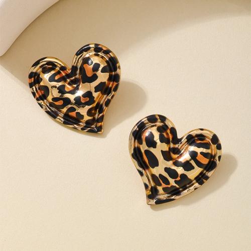 Lo zinco in lega Stud Earring, lega in zinco, Cuore, placcato, per la donna, oro, Venduto da coppia