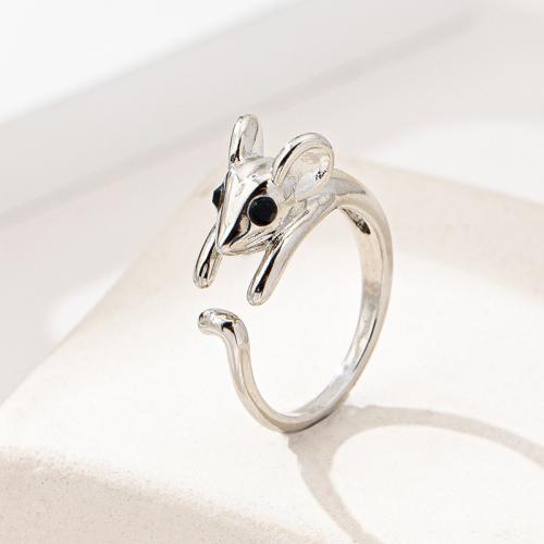 Zinc Alloy Finger Ring Mouse plated micro pave cubic zirconia & for woman Sold By PC